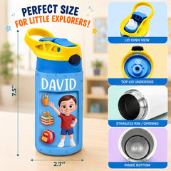 Custom Kids Insulated Water Bottle - Personalized Back To School Gifts For Kids - Tiny But Bright