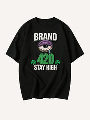 420 Theme Prophet's Glasses Are Sleepy Printed Short Sleeve