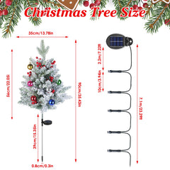 2Pcs Solar Powered Lighted Christmas Tree Urn Filler With Light Artificial Xmas Trees Light with Berries Decor Balls LED Pathway Pine Tree IP44 Waterp