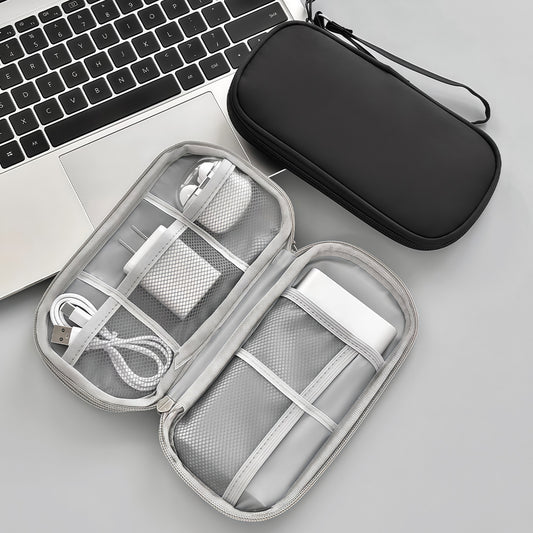Personalized custom-made printed storage bag, double zipped travel cable storage bag, used for storing USB C cables, mobile power banks and headphones.