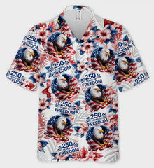 USA 250 Years of Freedom Bald Eagle Tropical Floral Hawaiian Shirt