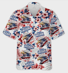 USA 250 Years of Freedom Bald Eagle Tropical Floral Hawaiian Shirt
