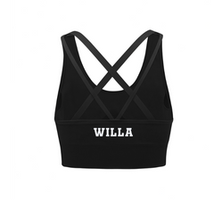Custom Logo Crisscross Back Sports Bra Women, U Neck Double Strap Scrunch Back Longline Yoga Workout Crop Top, Customizable Private Label Activewear Bra