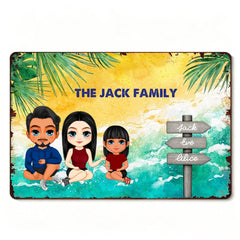 Custom Directional Name Arrow Family Metal Sign, Summer Beach House Custom Family Wall Art Gift
