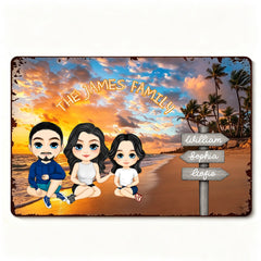 Custom Family Beach Metal Sign - Personalized Wall Decor