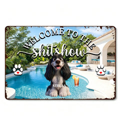 Personalized Cartoon Spaniel Dog Vintage Tin Sign Backyard Patio Decor