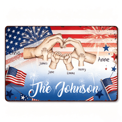 Custom Patriotic Family Hands Heart Personalized Vintage Metal Wall Sign