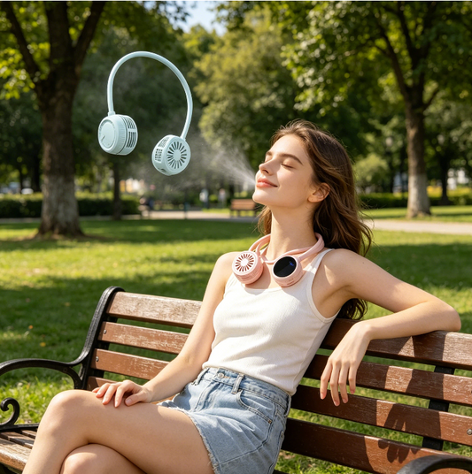 Neck-mounted small fan - Portable and foldable