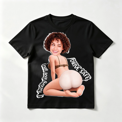 Customized cotton short-sleeved photo shirt - A personalized anniversary or wedding gift for couples or individuals - Drive safely, I'll be here waiting