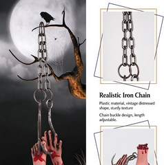 Halloween scary props - iron chain, hand hook, foot hook, head hook, haunted house scene, garden decoration