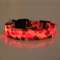 LED Camo Light Up Dog Collar, Glowing Safety Collar for Night Walking, Adjustable Nylon Pet Collar for Small Medium Large Dogs
