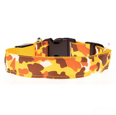 LED Camo Light Up Dog Collar, Glowing Safety Collar for Night Walking, Adjustable Nylon Pet Collar for Small Medium Large Dogs