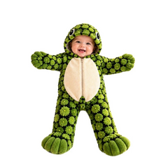 Little Turtle Plush Shell Baby Onesie, Cute 3D Tortoise Hooded Romper
