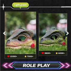 Moving jaw dinosaur mask with roaring sound, animal role-playing mask, Halloween prank funny helmet
