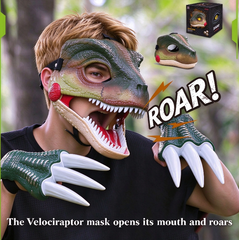 Moving jaw dinosaur mask with roaring sound, animal role-playing mask, Halloween prank funny helmet