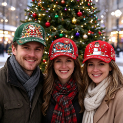 Christmas full-color digital printed baseball cap, Santa Claus, elk, gingerbread man, holiday beanie hat