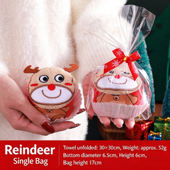 Christmas towel gift box with embroidered gift and cartoon figurines