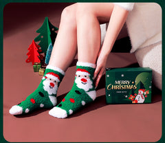 Christmas towel gift box with embroidered gift and cartoon figurines