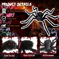 6.6 ft furry giant spider with bendable legs - product photo 5 of 7