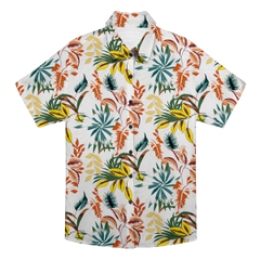 Vibrant Tropical Leaf Print Short-Sleeve Aloha Shirt