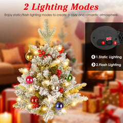 2Pcs Solar Powered Lighted Christmas Tree Urn Filler With Light Artificial Xmas Trees Light with Berries Decor Balls LED Pathway Pine Tree IP44 Waterp