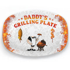 Custom Photo Platter - Personalized Father's Day Birthday Gifts For Dad, Grandpa - Dad In His Grilling Plate
