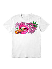 Smoking Tobacco Getting Chill Pink Lips Graphic T-Shirt