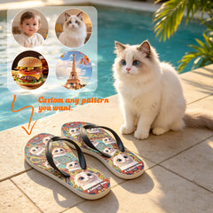 Retro Pezzi pattern custom printed flip-flops - Personalized photo Summer outdoor beach flat sandals