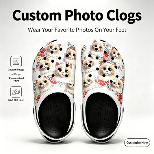 Tropical Floral Print Clogs for Men Women, Summer Palm Leaf Flower Slip On Garden Beach Slides