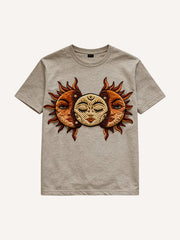 Vintage Sun Moon Face Graphic T-Shirt