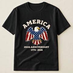 1776-2026 USA 250th Anniversary Patriotic T-Shirt, Distressed American Flag Eagle Independence Day Shirt