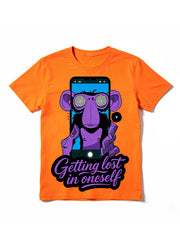 Getting Lost in Yourself Phone Alien Psychedelic Graphic Short Sleeve T-Shirt