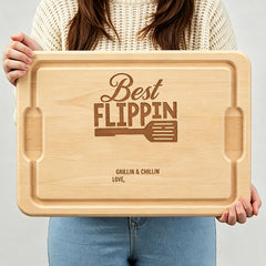 Best Flippin Dad Personalized Hardwood Cutting Board