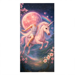 Personalized Unicorn Beach Towel with Girl's Face & Name, Magical Girl Gift, Custom Kids Towel.