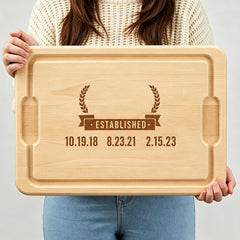 Date Established Personalized Hardwood Cutting Board