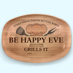 Everything Tastes Better When Grandpa Grills It - Family Personalized Custom Platter - Father's Day. Birthday Gift For Grandpa, Dad