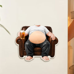 Chubby Dad In Leather Sofa Holding Beer Fridge Magnet