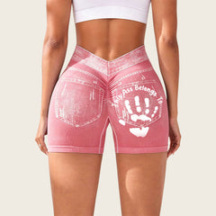Jeans-like seamless fitness cycling shorts, personalized with your name, suitable for both gym and casual occasions