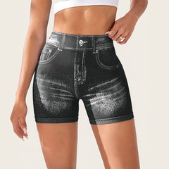 Jeans-like seamless fitness cycling shorts, personalized with your name, suitable for both gym and casual occasions