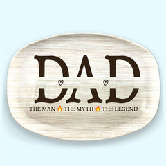 Papa The Man The Grill The Legend - Family Personalized Custom Platter - Father's Day, Birthday Gift For Dad