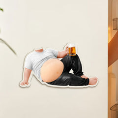 Funny Beer Belly Man Lying Pose Refrigerator Magnet