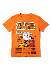 The Call Caffeine Cartoon Coffee Cup Retro Graphic T-Shirt