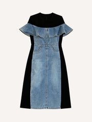Ruffled open neckline dress