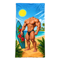 Personalized Muscle Beach Towel with Custom Face name, Funny Gifts for Him, Dad, Father.
