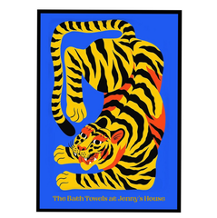 Bold Pop Art Tiger on Blue Background Beach Towel