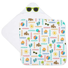 Beach Fun! Personalized Baby Hooded Beach & Pool Towel