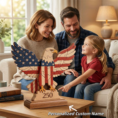 Custom USA 250th Anniversary Engraved Wooden Plaque – Personalized Name Tabletop Sign for Home Decor