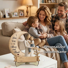 Personalized Moon & Son Wooden Plaque – Custom Mother’s Day Office Desk Sign – Heartfelt Son to Mother Gift Keepsake