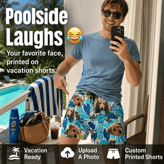 Custom Photo Face Tropical Shorts – Personalized Pet or People Print