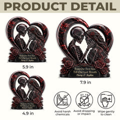 Custom Gothic Skeleton Acrylic Plaque - Personalized Halloween Decor, Anniversary Wedding Gifts For Husband And Wife, Him And Her - Unconditional Dark Love